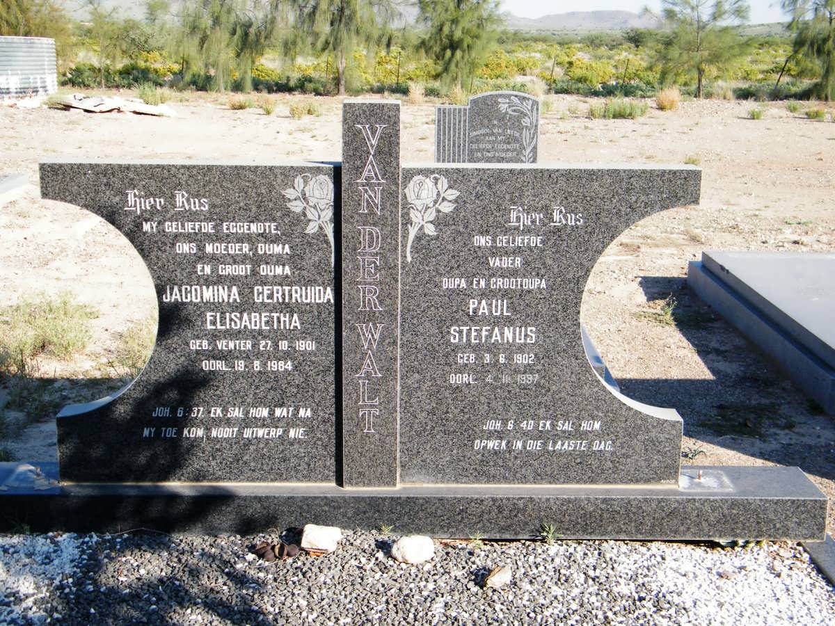 WALT Paul Stefanus, van der 1902-1997 &amp; Jacomina Gertruida Elisabetha VENTER 1901-1984
