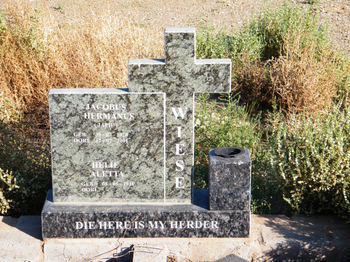 WIESE Jacobus Hermanus 1928-2001 &amp; Helie Aletta 1931-