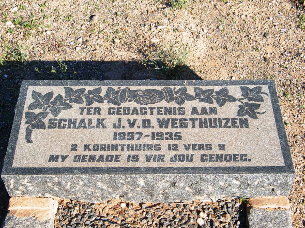 WESTHUIZEN Schalk J., v.d. 1897-1935