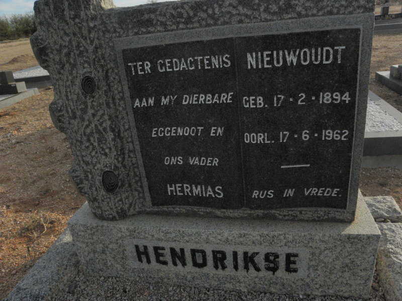 HENDRIKSE Hermias Nieuwoudt 1894-1962