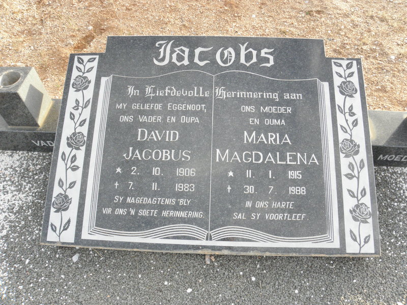 JACOBS David Jacobus 1906-1983 &amp; Maria Magdalena 1915-1988