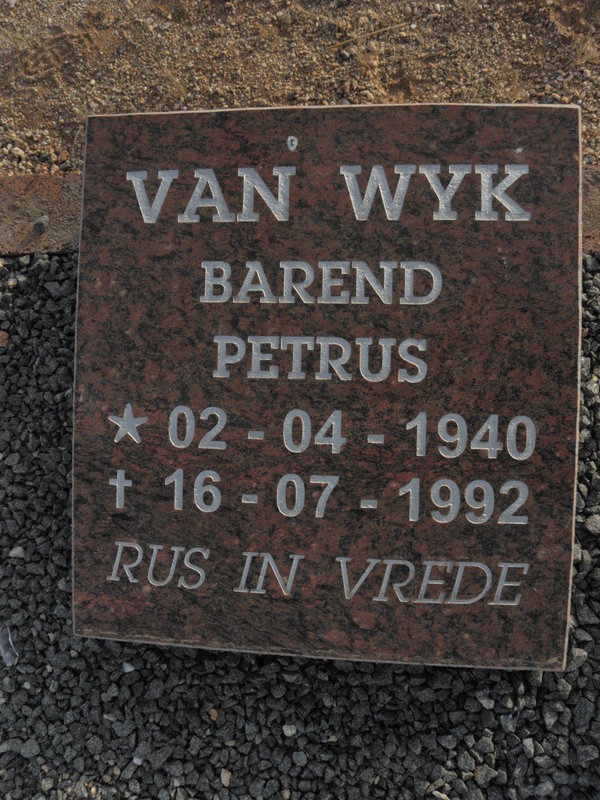 WYK Barend Petrus, van 1940-1992