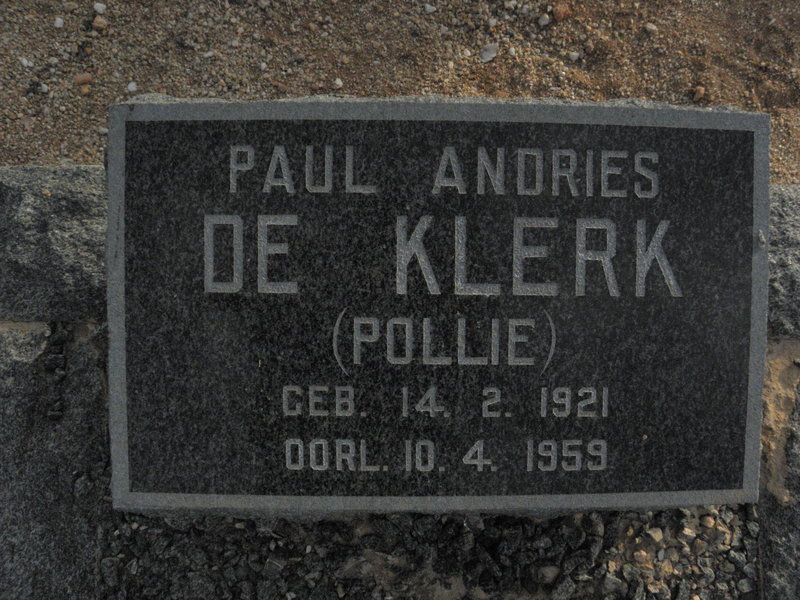 KLERK Paul Andries, de 1921-1959