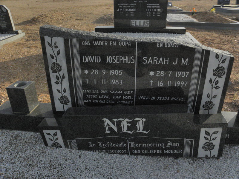 NEL David Josephus 1905-1983 &amp; Sarah J.M. 1907-1997