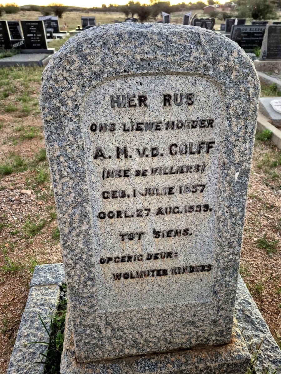 COLFF A.M., v.d.nee DE VILLIERS 1857-1939
