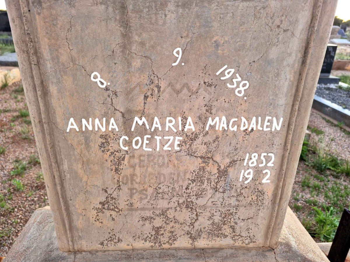COETZE? Anna Maria Magdalena 1852-19?2
