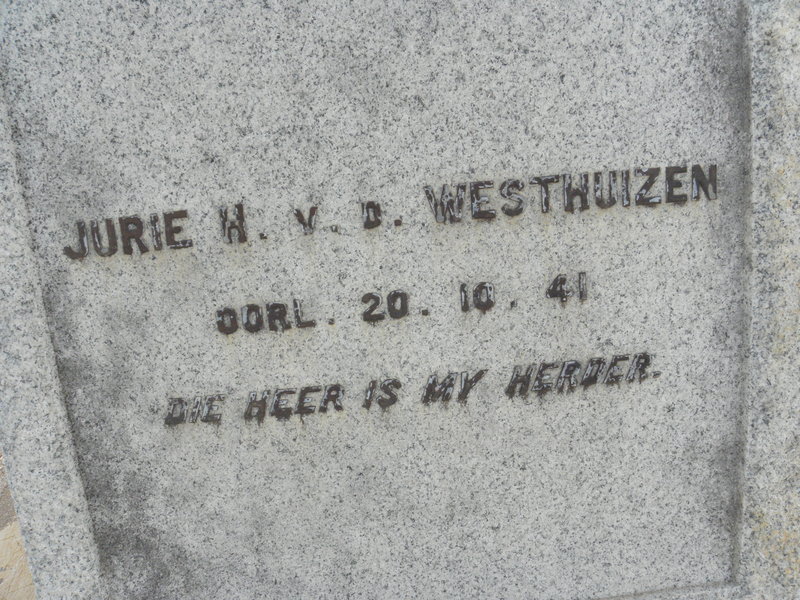 WESTHUIZEN Jurie H., v.d. -1941