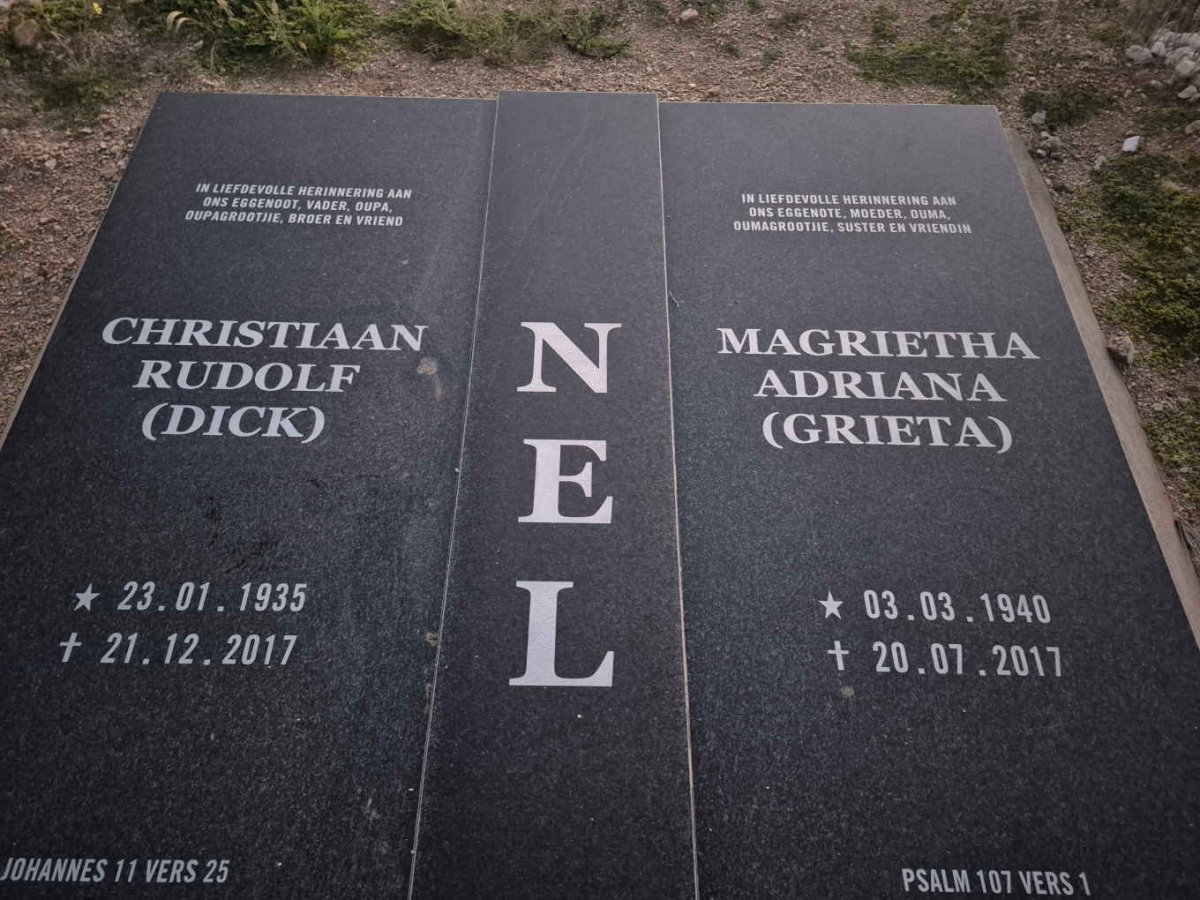 NEL Christiaan Rudolf 1935-2017 & Magrietha Adriana 1940-2017