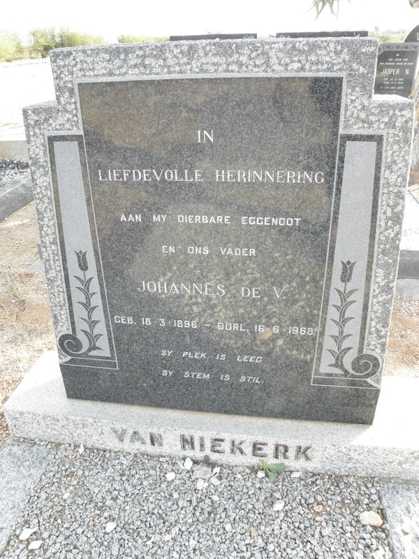 NIEKERK Johannes De V., van 1896-1968