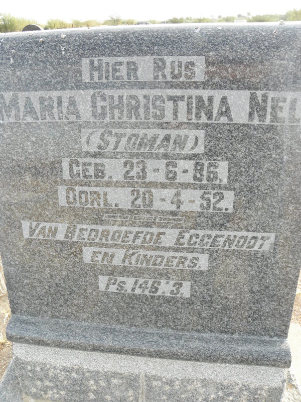 NEL Maria Christina nee STOMAN 1886-1952