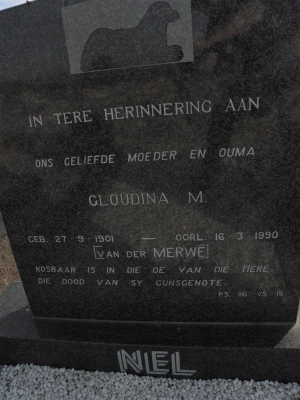 NEL Gloudina M. nee van der MERWE 1901-1990