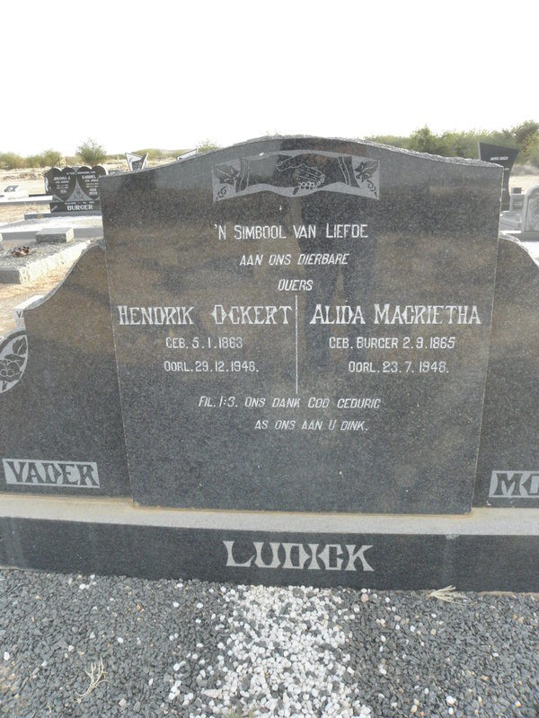 LUDICK Hendrik Ockert 1863-1948 &amp; Alida Magrietha BURGER 1865-1948