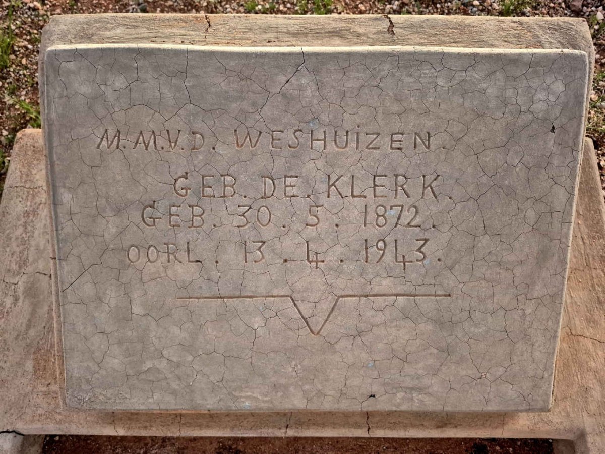 WESHUIZEN M.M., v.d. nee DE KLERK 1872-1943