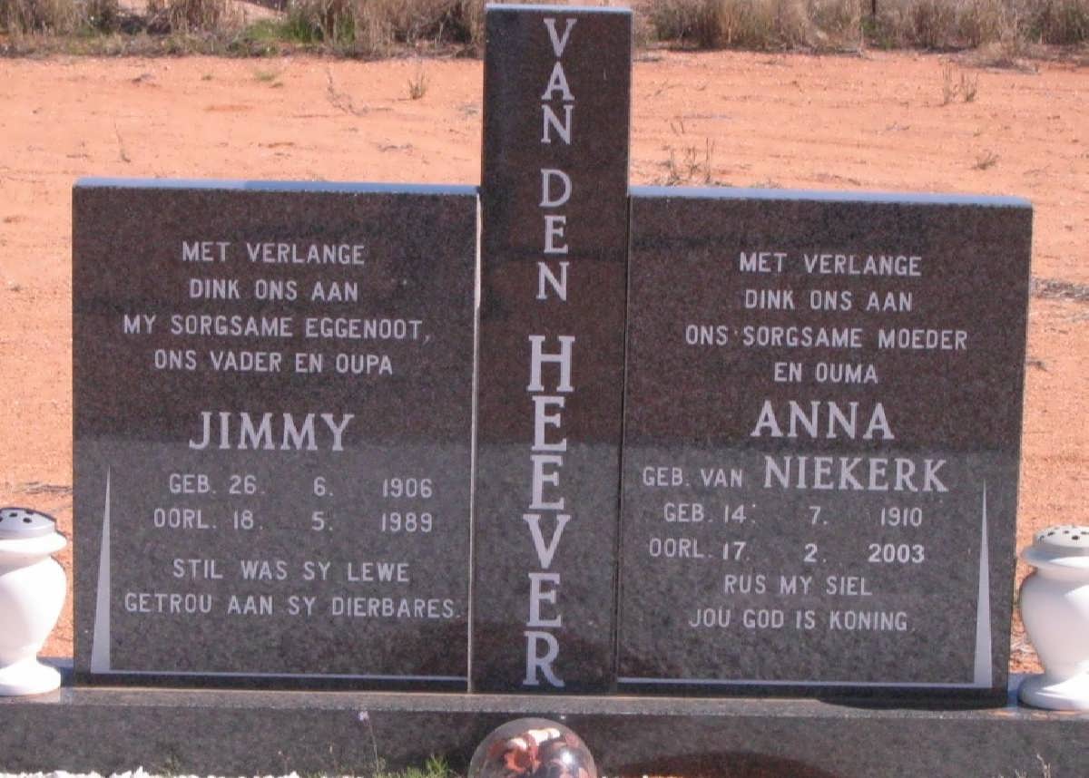 HEEVER Jimmy, van den 1906-1989 &amp; Anna van NIEKERK 1910-2003