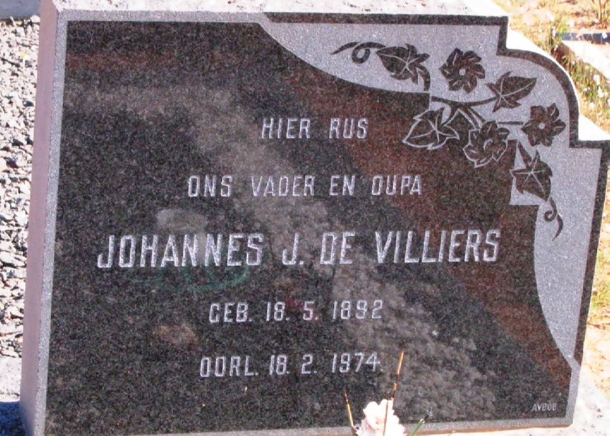 VILLIERS Johannes J., de 1892-1974