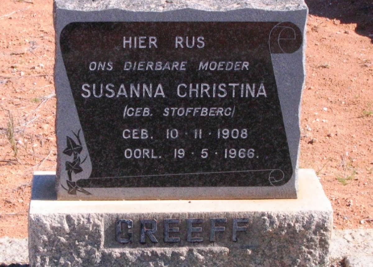 GREEFF Susanna Christina nee STOFFBERG 1908-1966