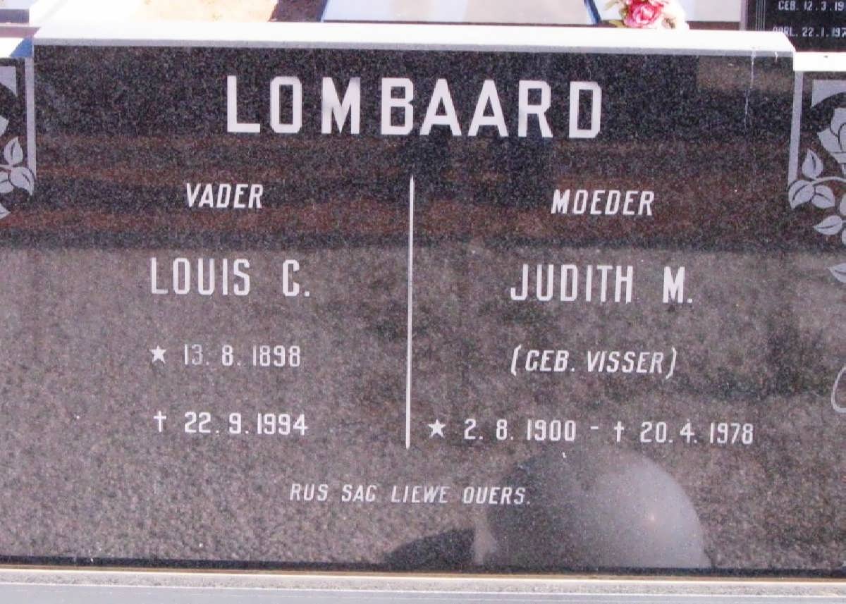 LOMBAARD Louis C. 1898-1994 &amp; Judith M. VISSER 1900-1978