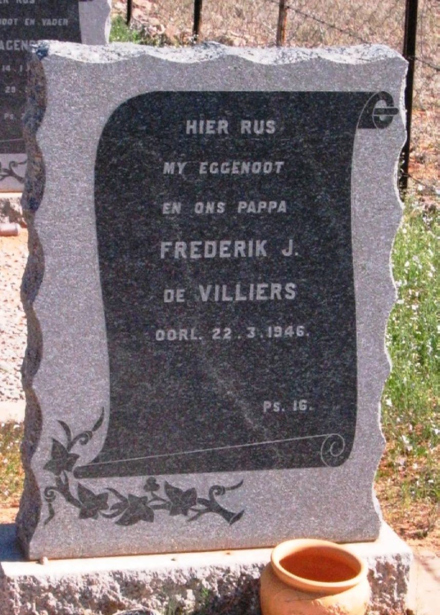 VILLIERS Frederik J., de -1946