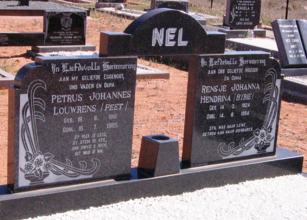 NEL Petrus Johannes Louwrens 1916-1985 &amp; Rensje Johanna Hendrina 1924-1994