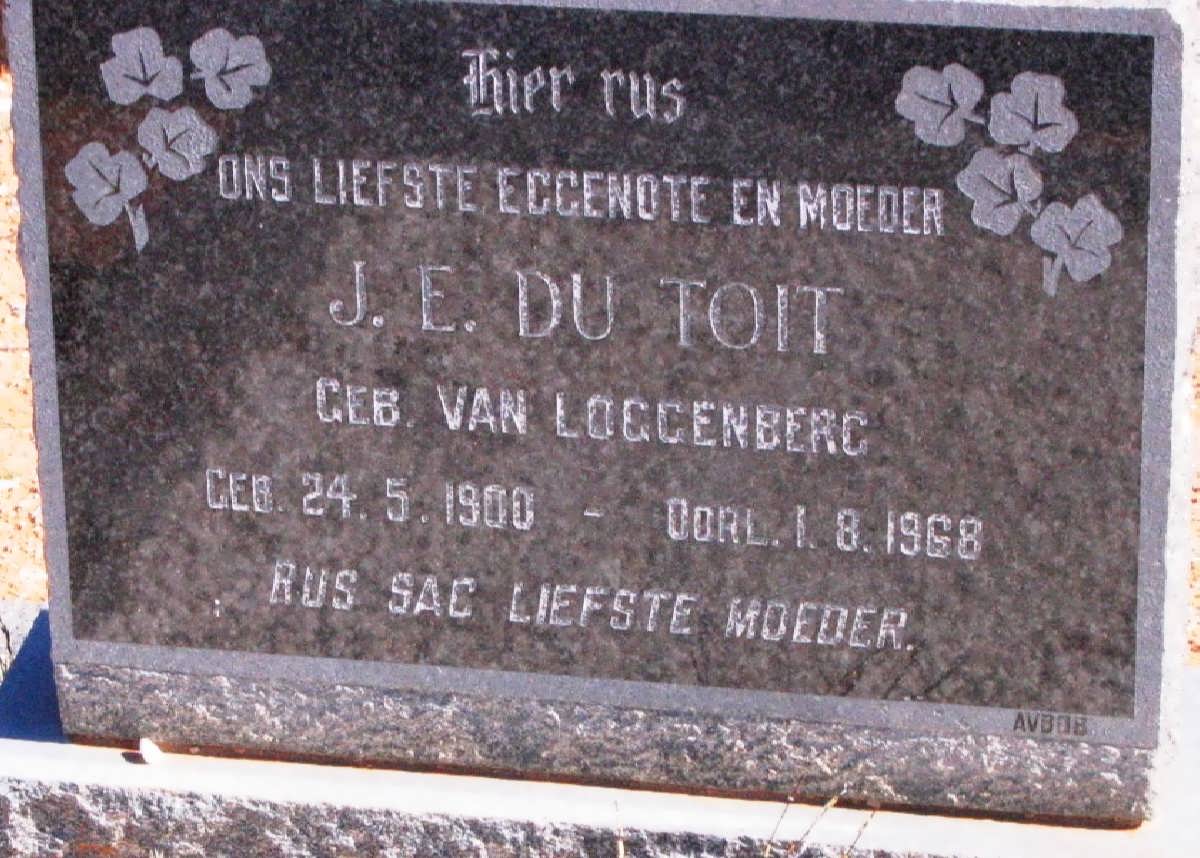 TOIT J.E., du nee van LOGGENBERG  1900-1968