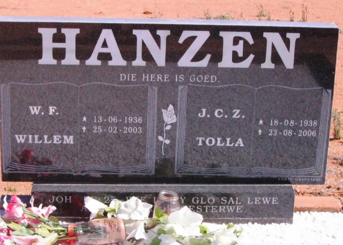 HANZEN W.F. 1936-2003 &amp; J.C.Z. 1938-2006
