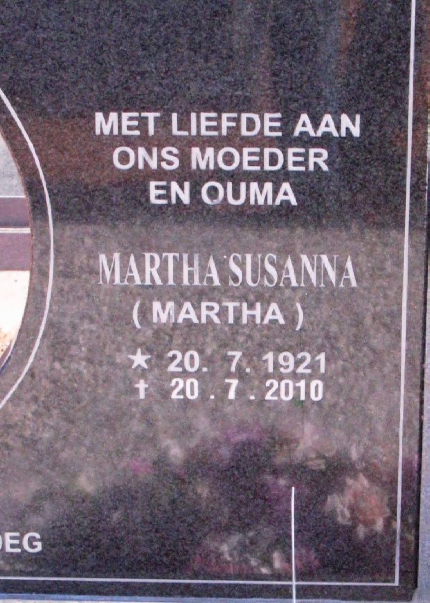 PIETERSE Martha Susanna 1921-2010