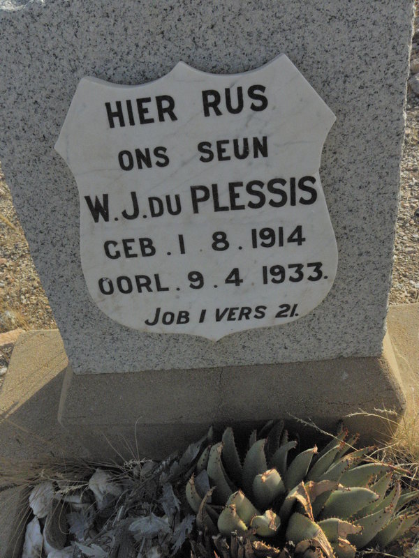 PLESSIS W.J., du 1914-1933