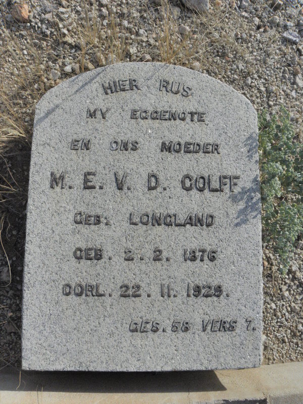 COLFF M.E., v.d. nee LONGLAND 1876-1929