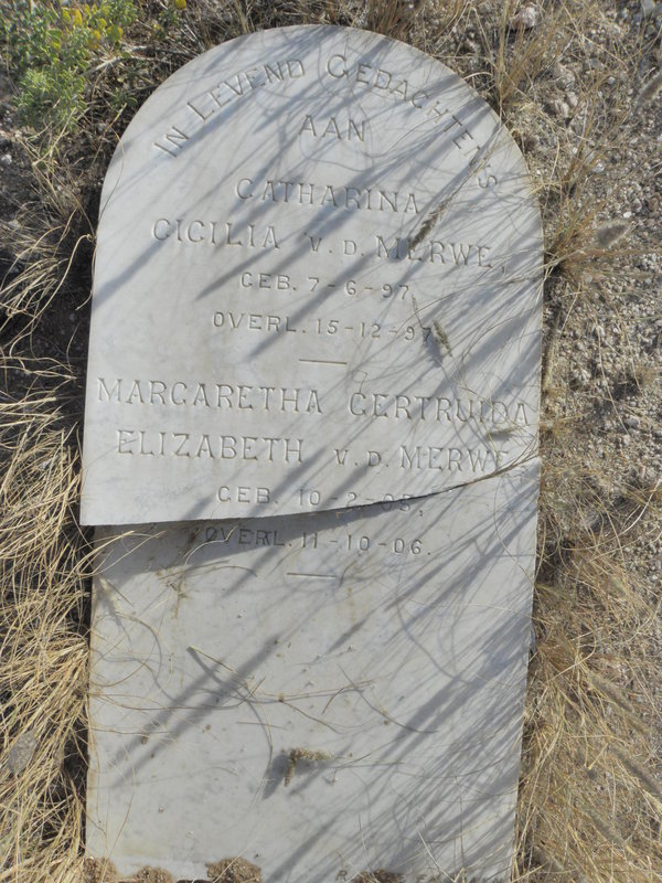 MERWE Catharina Cicilia, v.d 1897-1897 :: V.D. MERWE Margaretha Gertruida Elizabeth 1905-1906