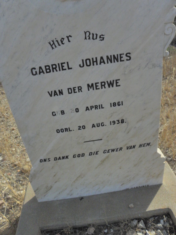 MERWE Gabriel Johannes, van der 1861-1938