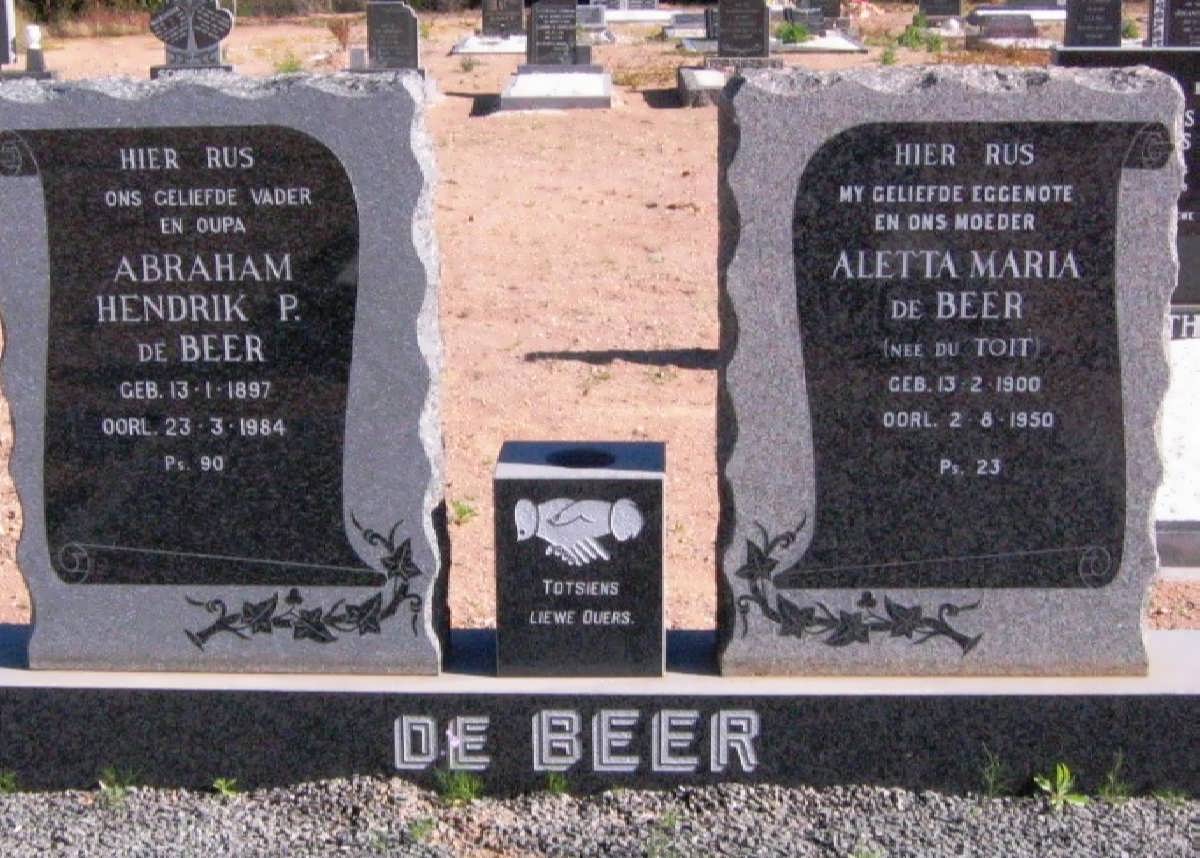 BEER Abraham Hendrik P., de 1897-1984 &amp; Aletta Maria DU TOIT 1900-1950