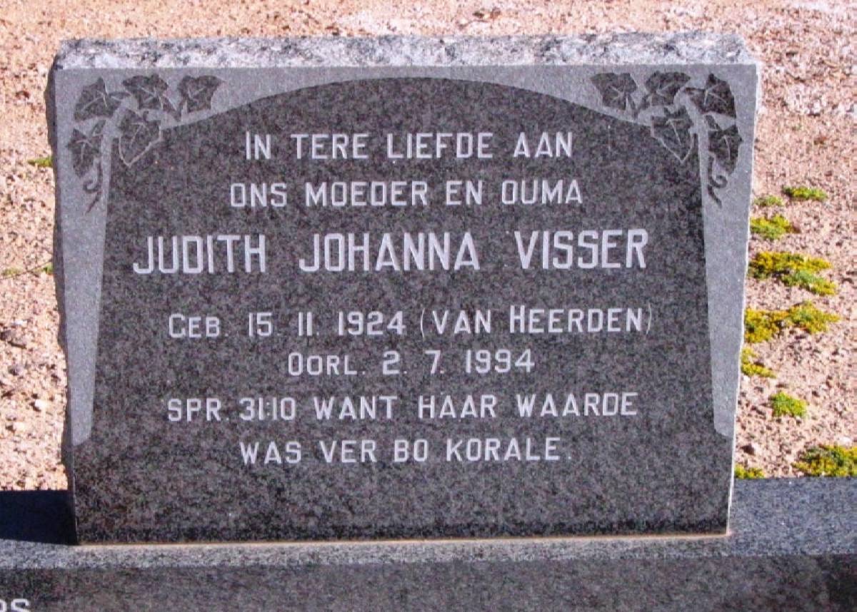 VISSER Petrus Jacobus 1904-1967 &amp; Judith Johanna VAN HEERDEN 1924-1994