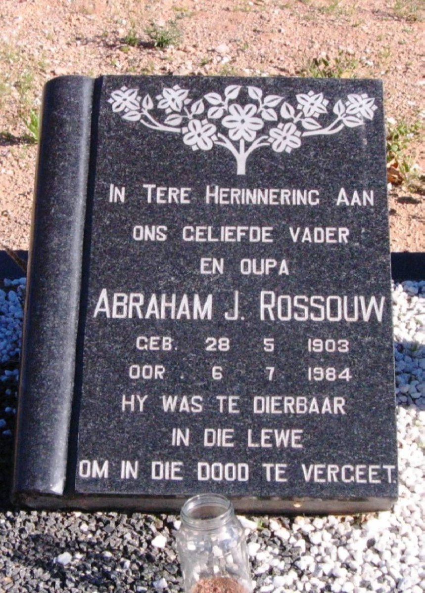 ROSSOUW Abraham J. 1903-1984 &amp; Daniel J. 1913-1978