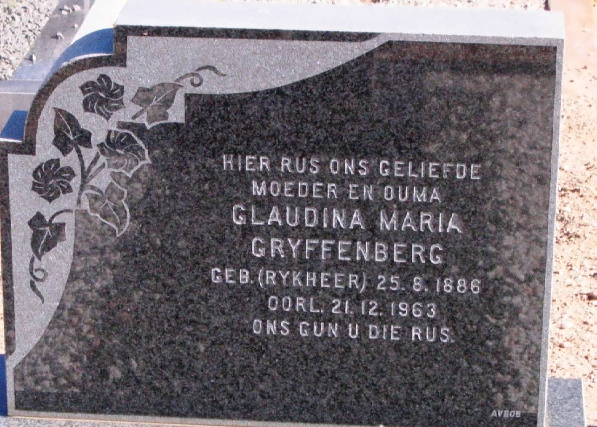 GRYFFENBERG Glaudina Maria nee RYKHEER 1886-1963