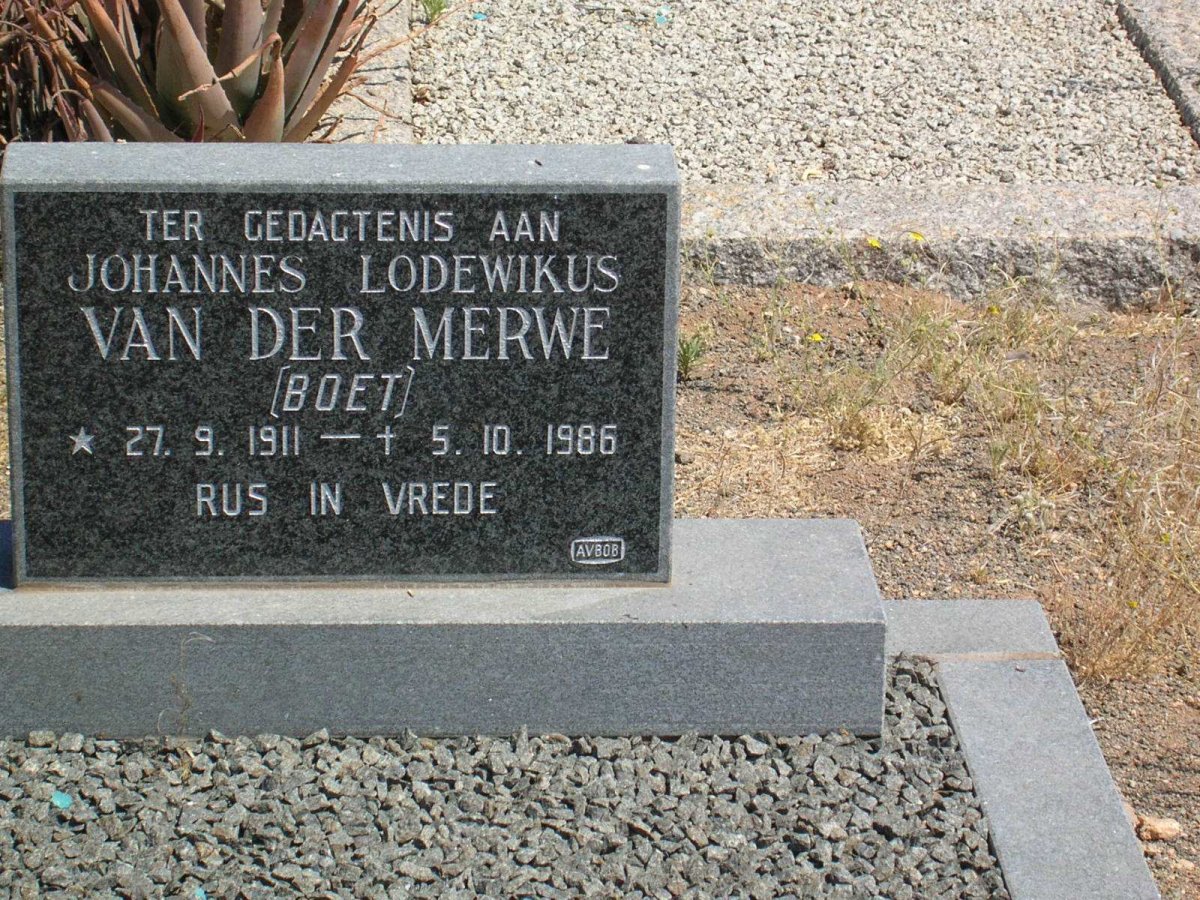 MERWE Johannes Lodewikus, van der 1911-1986