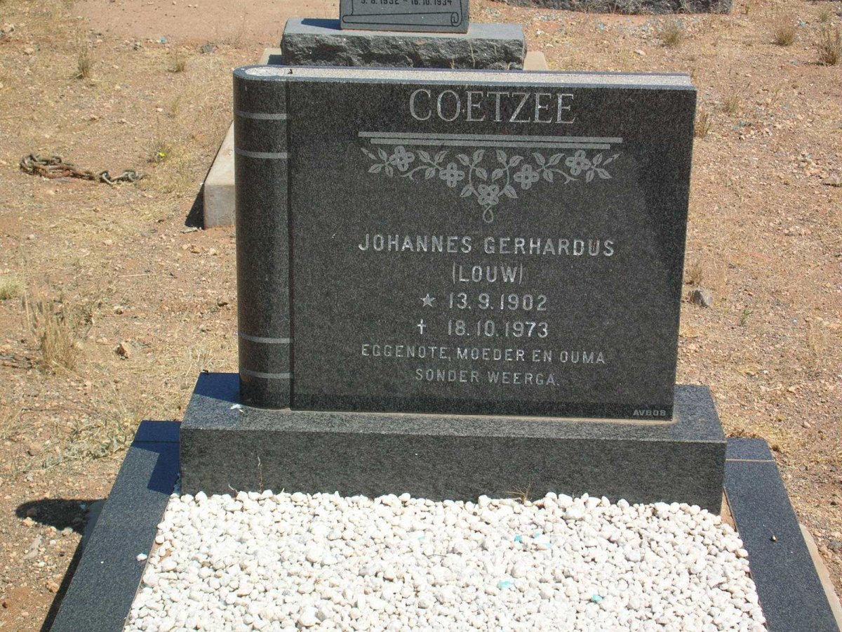 COETZEE  Johannes Gerhardus geb. LOUW 1902-1973