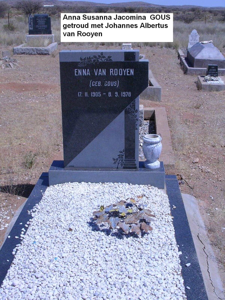 ROOYEN Anna Sussana Jacomina, van nee GOUS 1905-1978