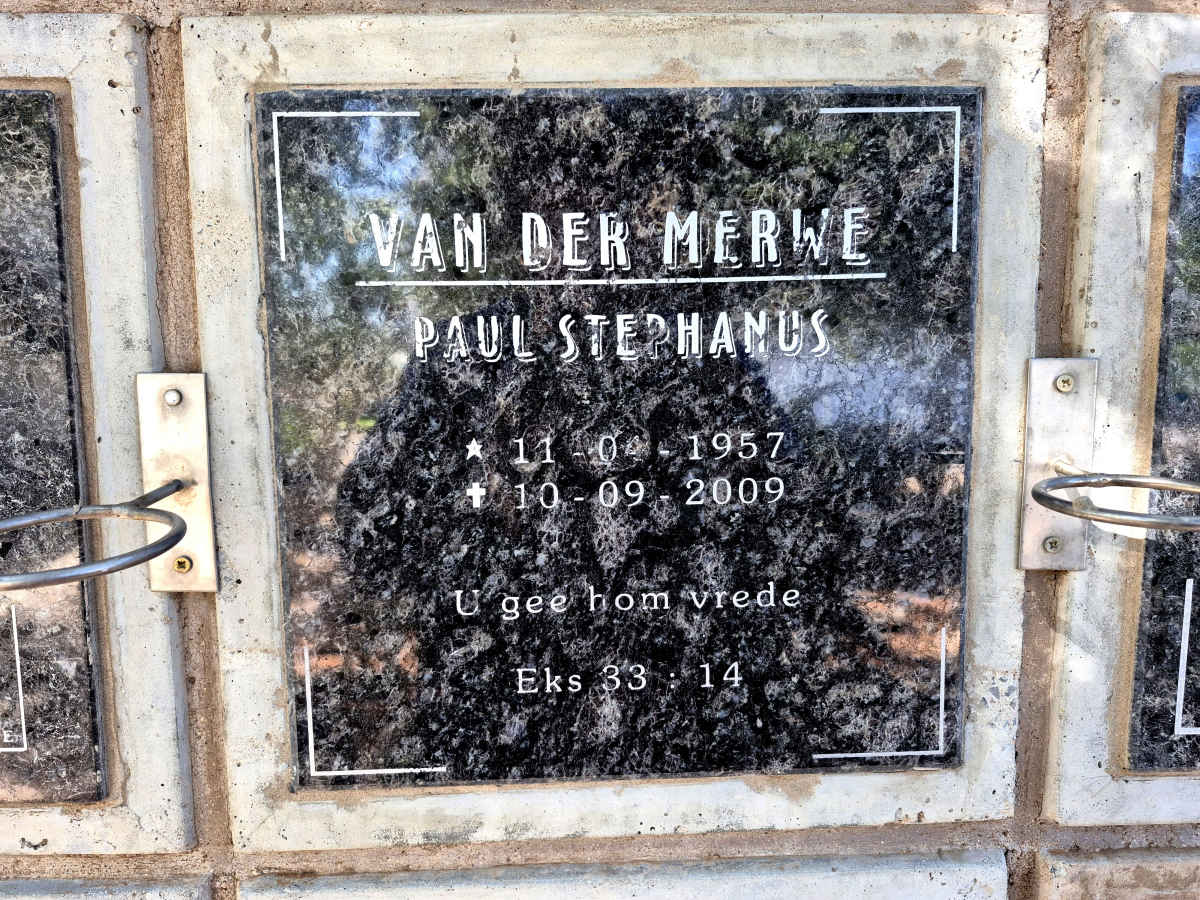 MERWE Paul Stephanus, van der 1957-2009