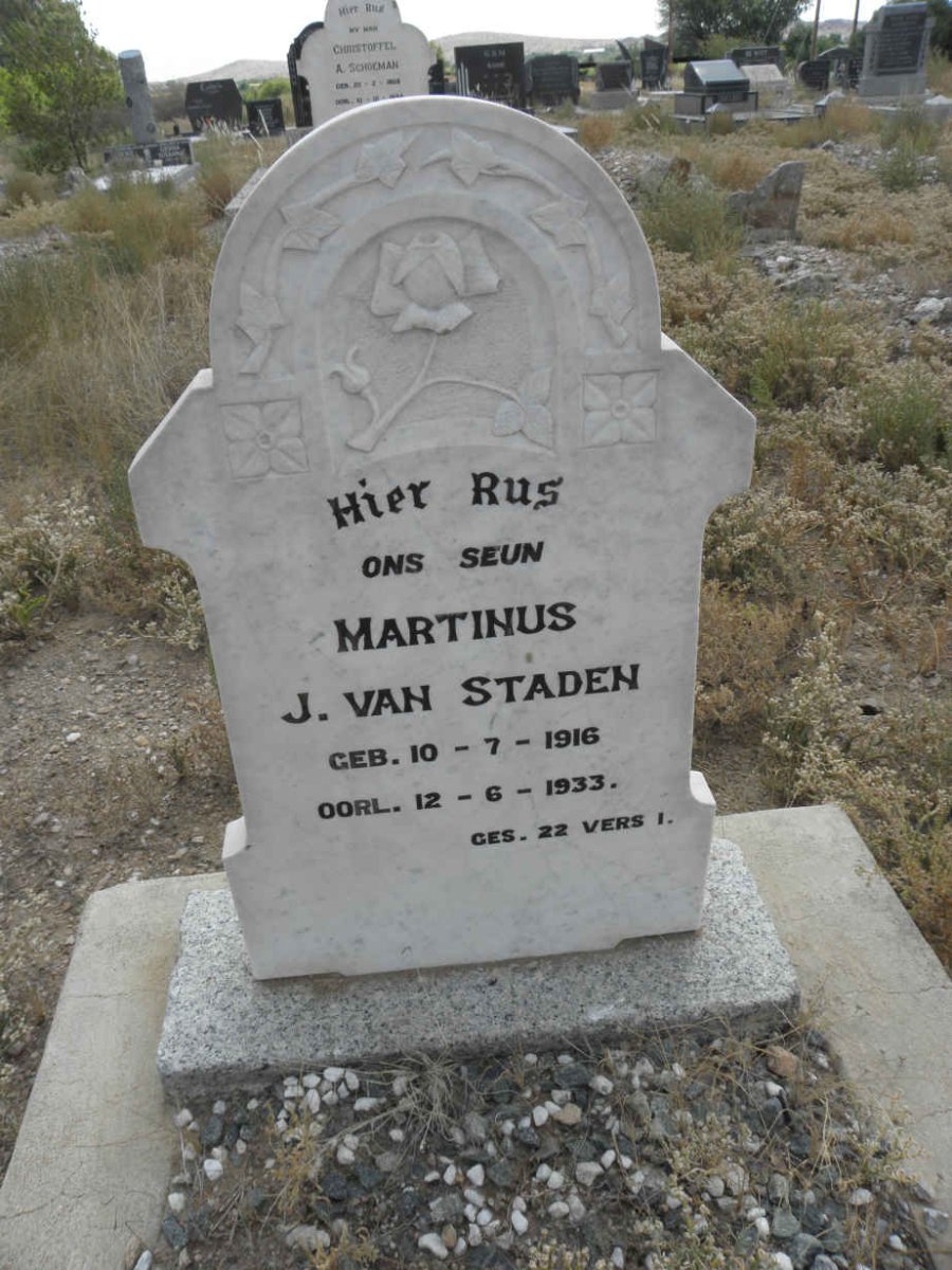 STADEN Martinus J.,van 1916-1933
