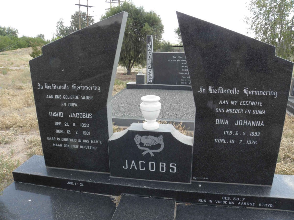JACOBS David Jacobus 1893-1981 &amp; Dina Johanna 1892-1976