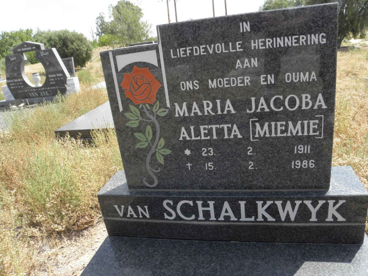 SCHALKWYK Maria Jacoba Aletta, van 1911-1986
