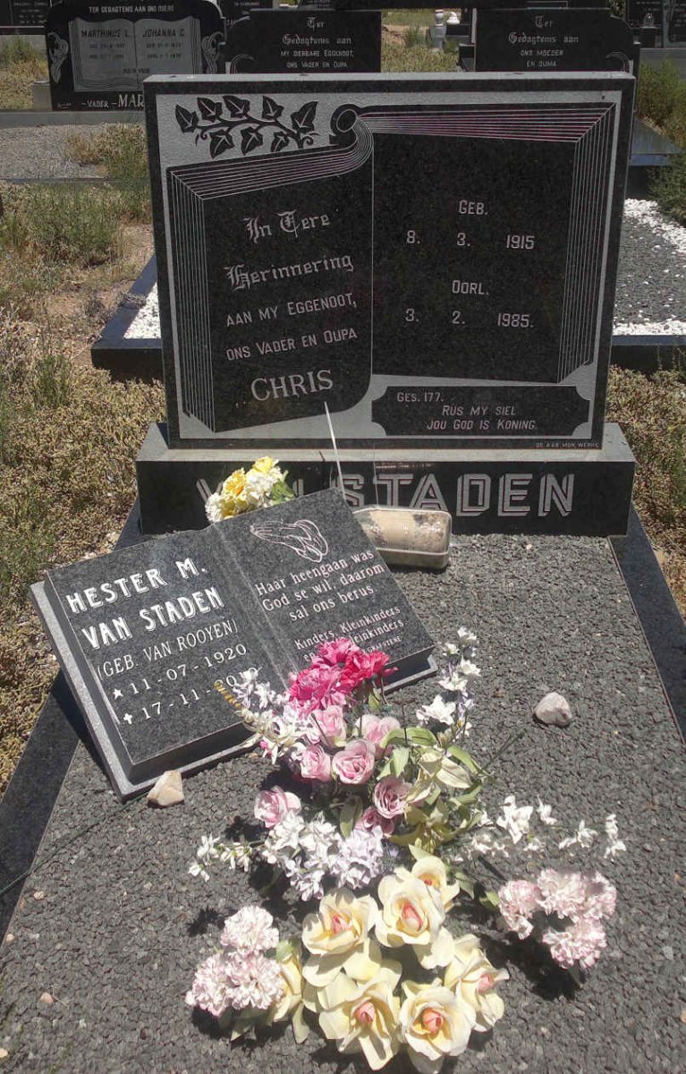 STADEN Chris, van 1915-1985 &amp; Hester M. VAN ROOYEN 1920-2010