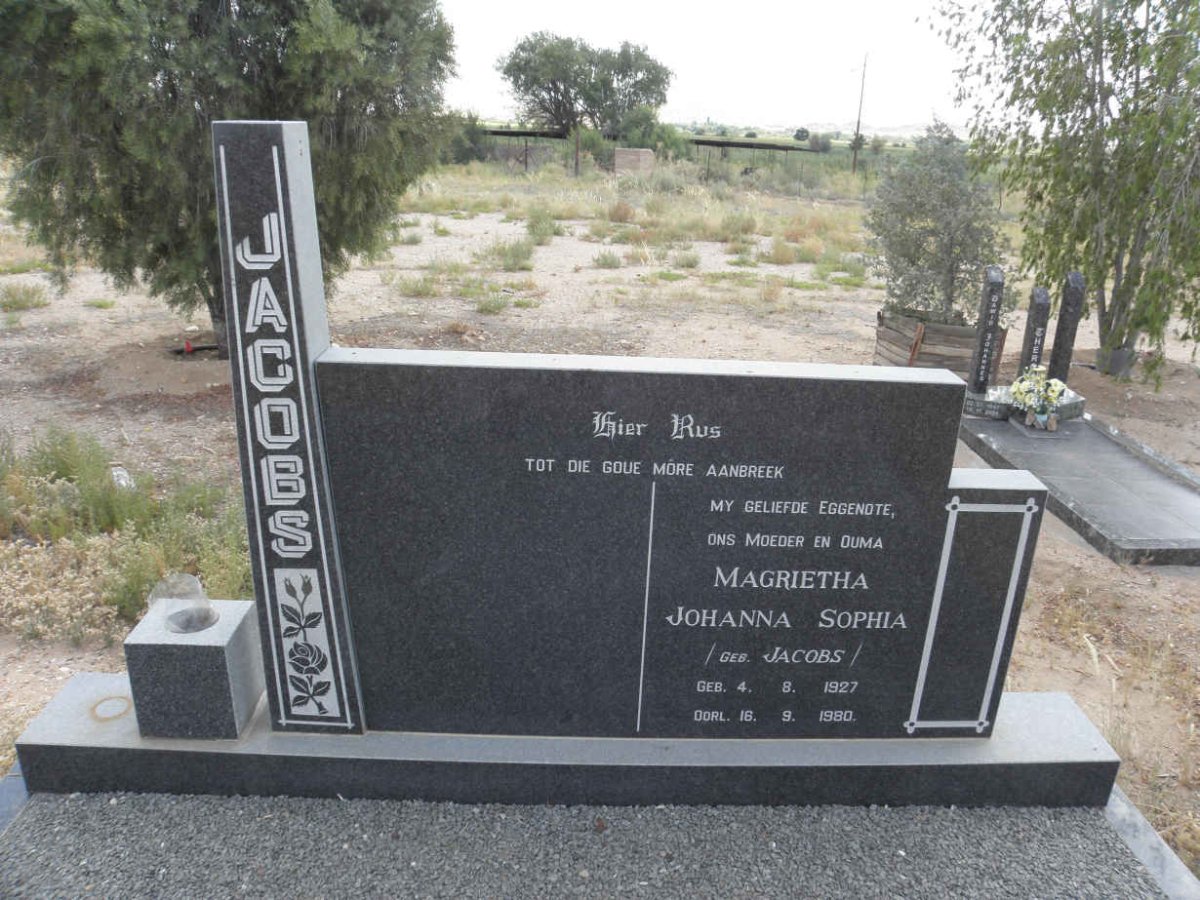 JACOBS Magrietha Johanna Sophia nee JACOBS 1927-1980