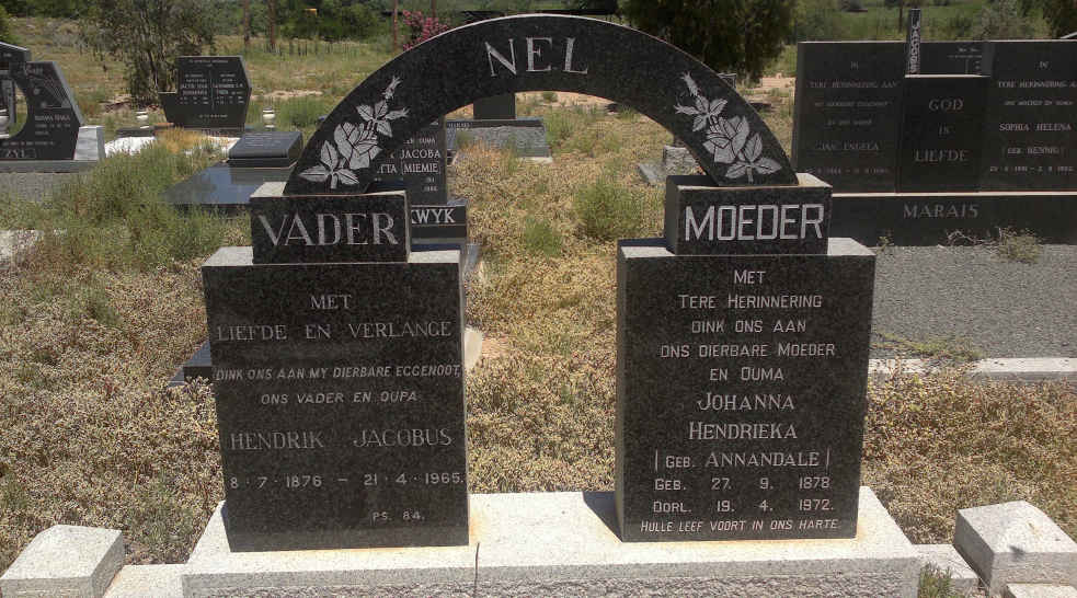 NEL Hendrik Jacobus 1876-1965 &amp; Johanna Hendrieka ANNANDALE 1878-1972