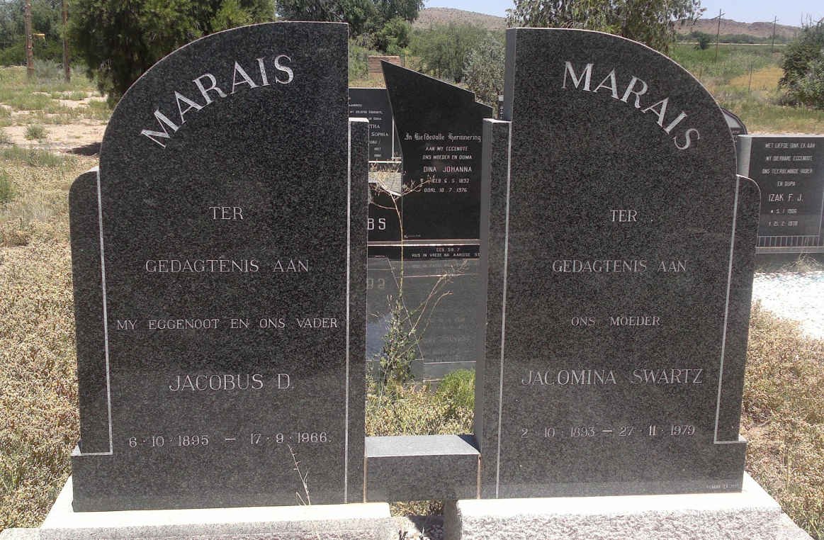 MARAIS Jacobus D. 1895-1968 &amp; Jacomina SWARTZ 1895-1979