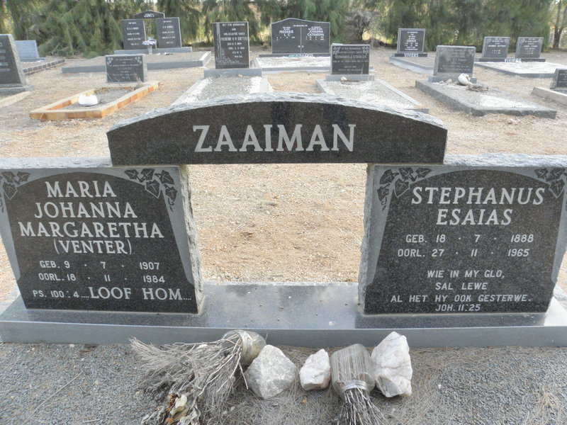 ZAAIMAN Stephanus Esaias 1888-1965 &amp; Maria Johanna Margaretha VENTER 1907-1984
