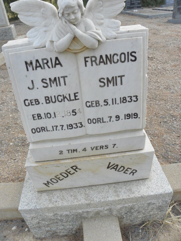 SMIT Francois 1833-1919 &amp; Maria J. BUCKLE 1854-1933