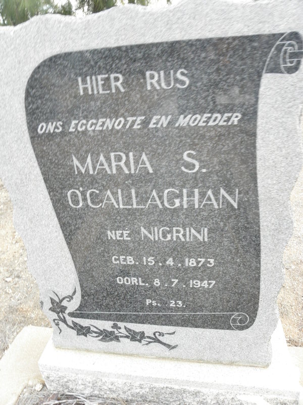 O'CALLAGHAN Maria S. nee NIGRINI 1873-1947