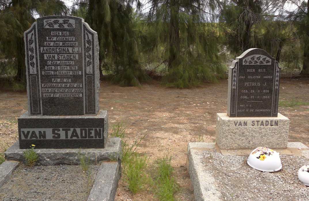 STADEN Petrus J., van 1878-1957 &amp; Andresina C.J. JOOSTE 1878-1952
