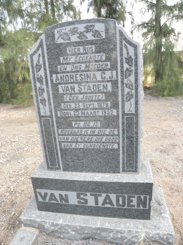 STADEN Andresina C.J., van nee JOOSTE 1878-1952